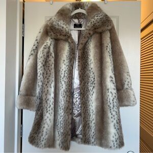 Vintage Dennis Basso faux fur mid length coat small